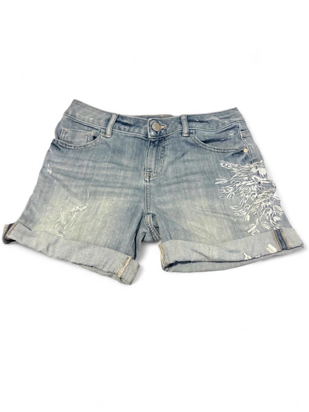Simply Vera Vera Wang Faded Light Blue Embroidered Denim Shorts